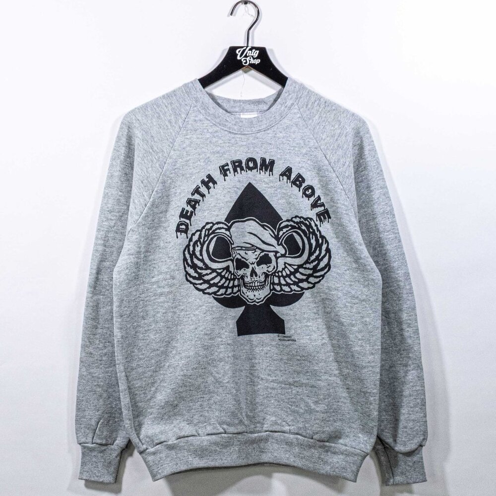 Airborne Death from Above Military Sweatshirt Command Headquarters Large VTG 90s